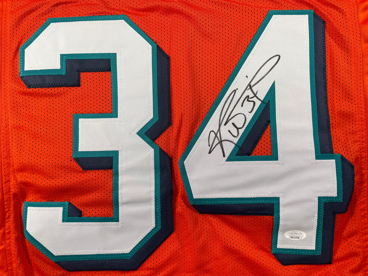 RICKY WILLIAMS ORANGE MIAMI DOLPHIN SIGNED JERSEY JSA