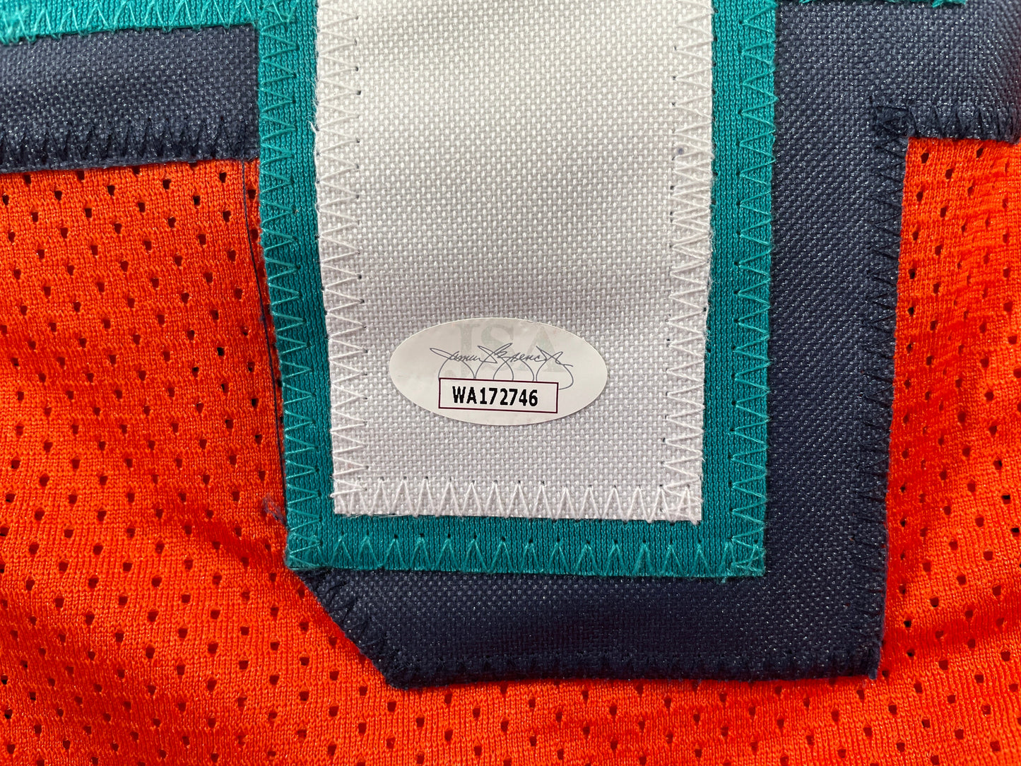 RICKY WILLIAMS ORANGE MIAMI DOLPHIN SIGNED JERSEY JSA