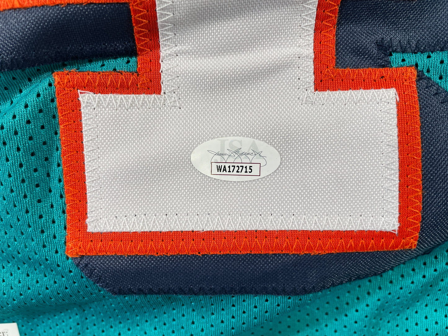 RICKY WILLIAMS TEAL MIAMI DOLPHINS SIGNED JERSEY w/"Smoke Weed Everyday" JSA