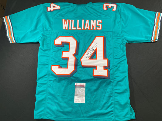 RICKY WILLIAMS TEAL MIAMI DOLPHINS SIGNED JERSEY JSA