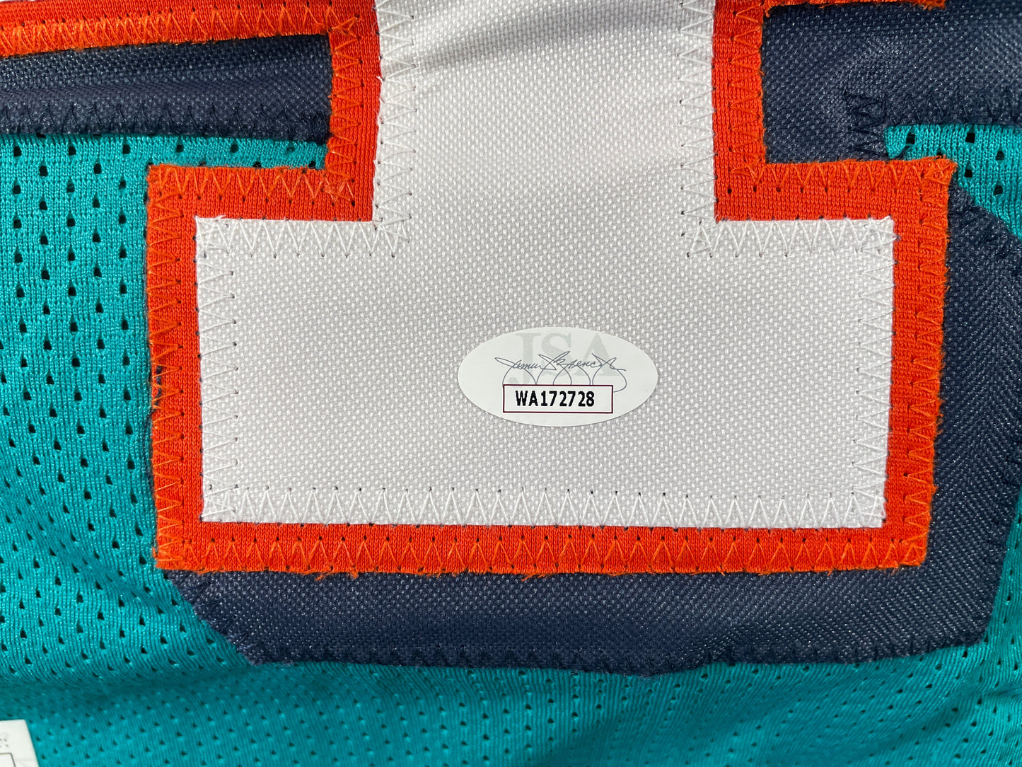 RICKY WILLIAMS TEAL MIAMI DOLPHINS SIGNED JERSEY JSA