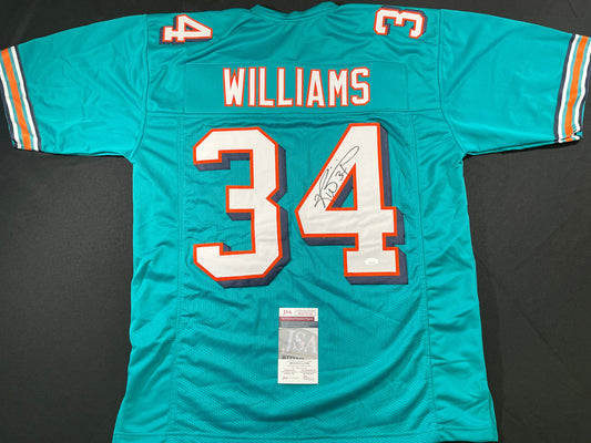 RICKY WILLIAMS TEAL MIAMI DOLPHINS SIGNED JERSEY JSA
