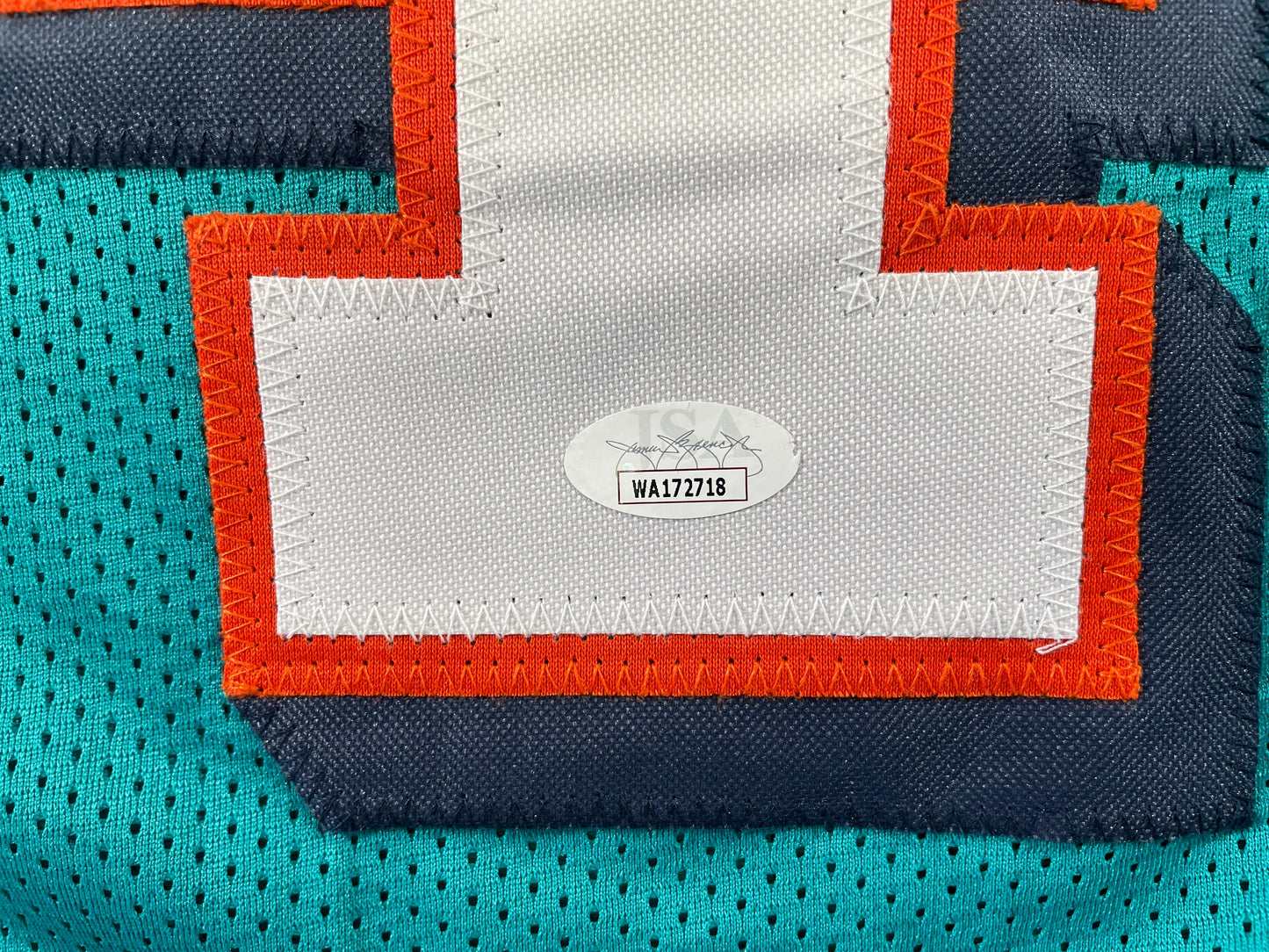 RICKY WILLIAMS TEAL MIAMI DOLPHINS SIGNED JERSEY JSA