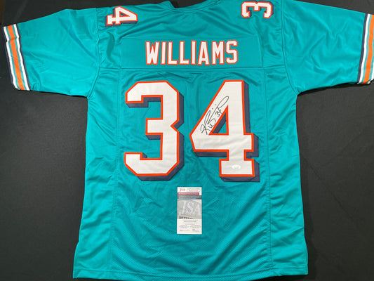 RICKY WILLIAMS TEAL MIAMI DOLPHINS SIGNED JERSEY JSA
