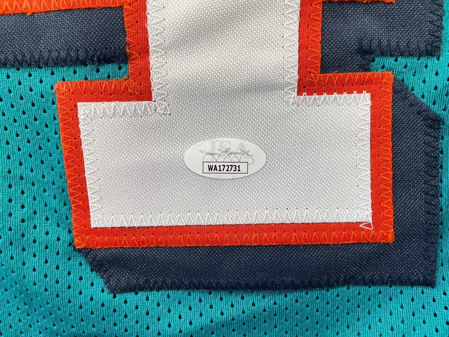 RICKY WILLIAMS TEAL MIAMI DOLPHINS SIGNED JERSEY JSA