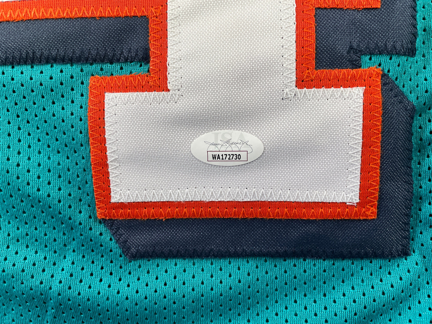 RICKY WILLIAMS TEAL MIAMI DOLPHINS SIGNED JERSEY JSA