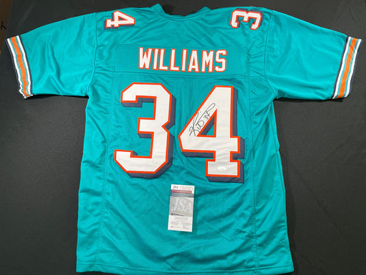 RICKY WILLIAMS TEAL MIAMI DOLPHINS SIGNED JERSEY JSA
