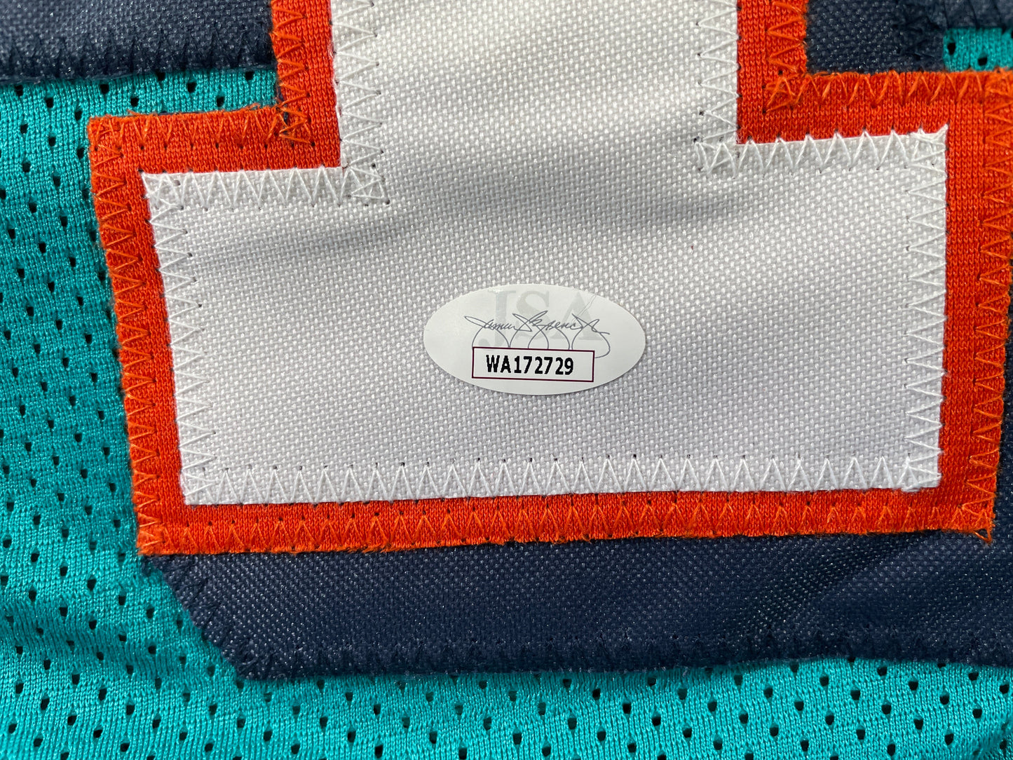 RICKY WILLIAMS TEAL MIAMI DOLPHINS SIGNED JERSEY JSA