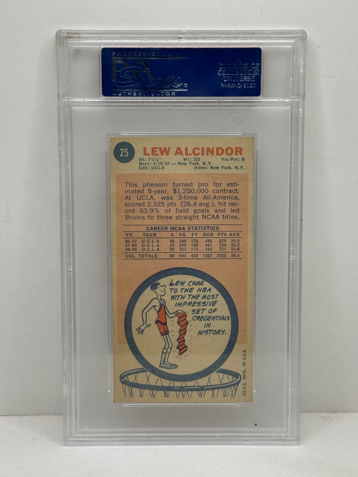 1969 Topps #25 Lew Alcindor Rookie RC PSA 5 Lakers