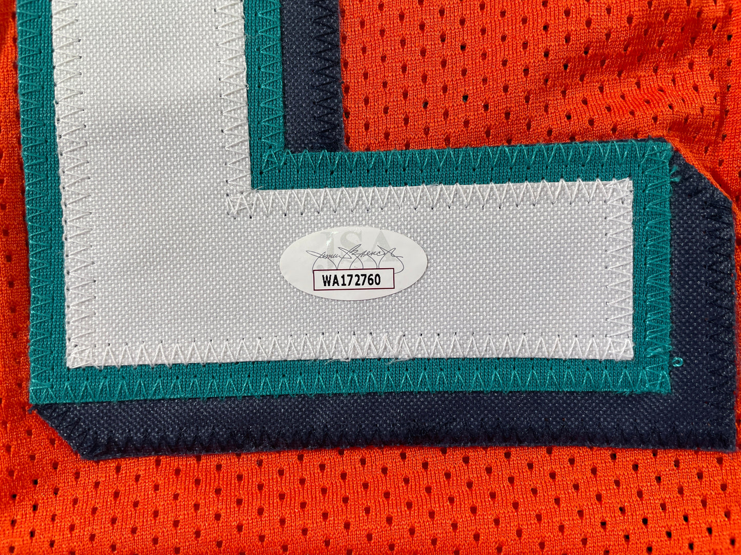 RICKY WILLIAMS ORANGE MAIMI DOLPHINS 420 SIGNED JERSEY JSA