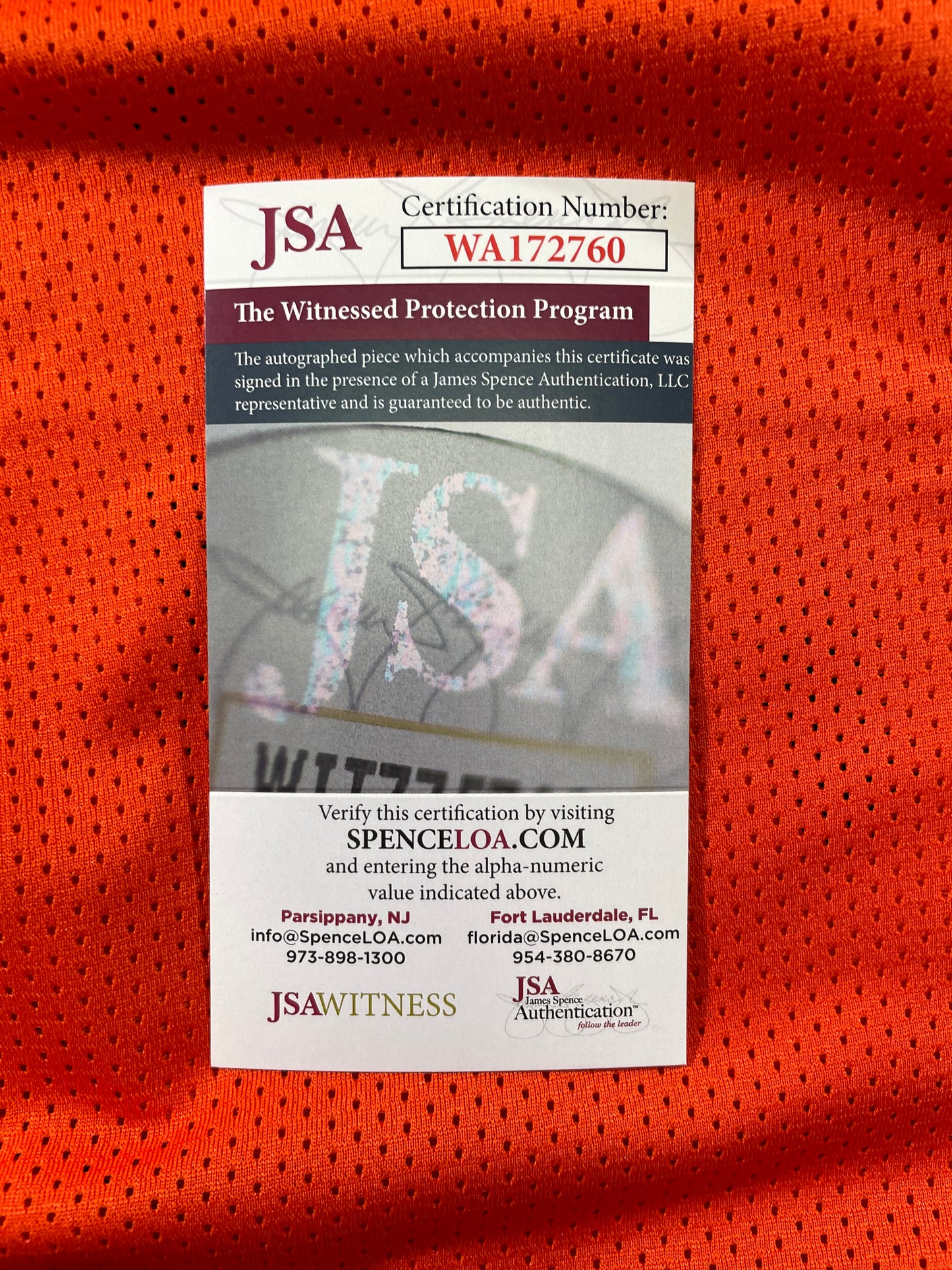 RICKY WILLIAMS ORANGE MAIMI DOLPHINS 420 SIGNED JERSEY JSA