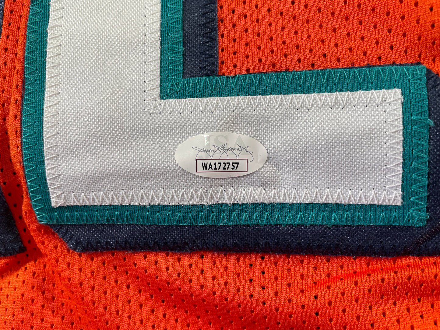 RICKY WILLIAMS ORANGE MAIMI DOLPHINS 420 SIGNED JERSEY JSA