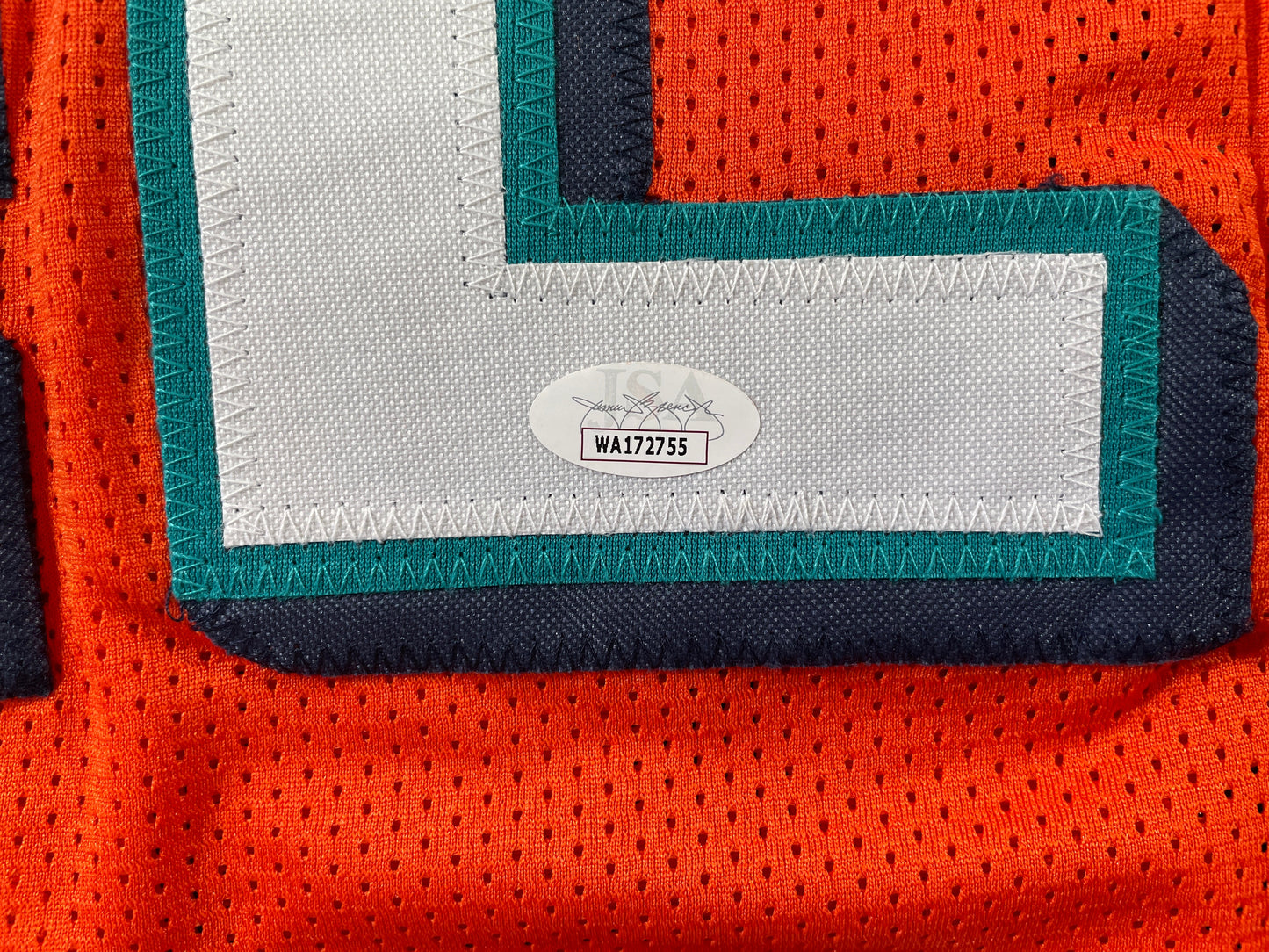 RICKY WILLIAMS ORANGE MAIMI DOLPHINS 420 SIGNED JERSEY JSA