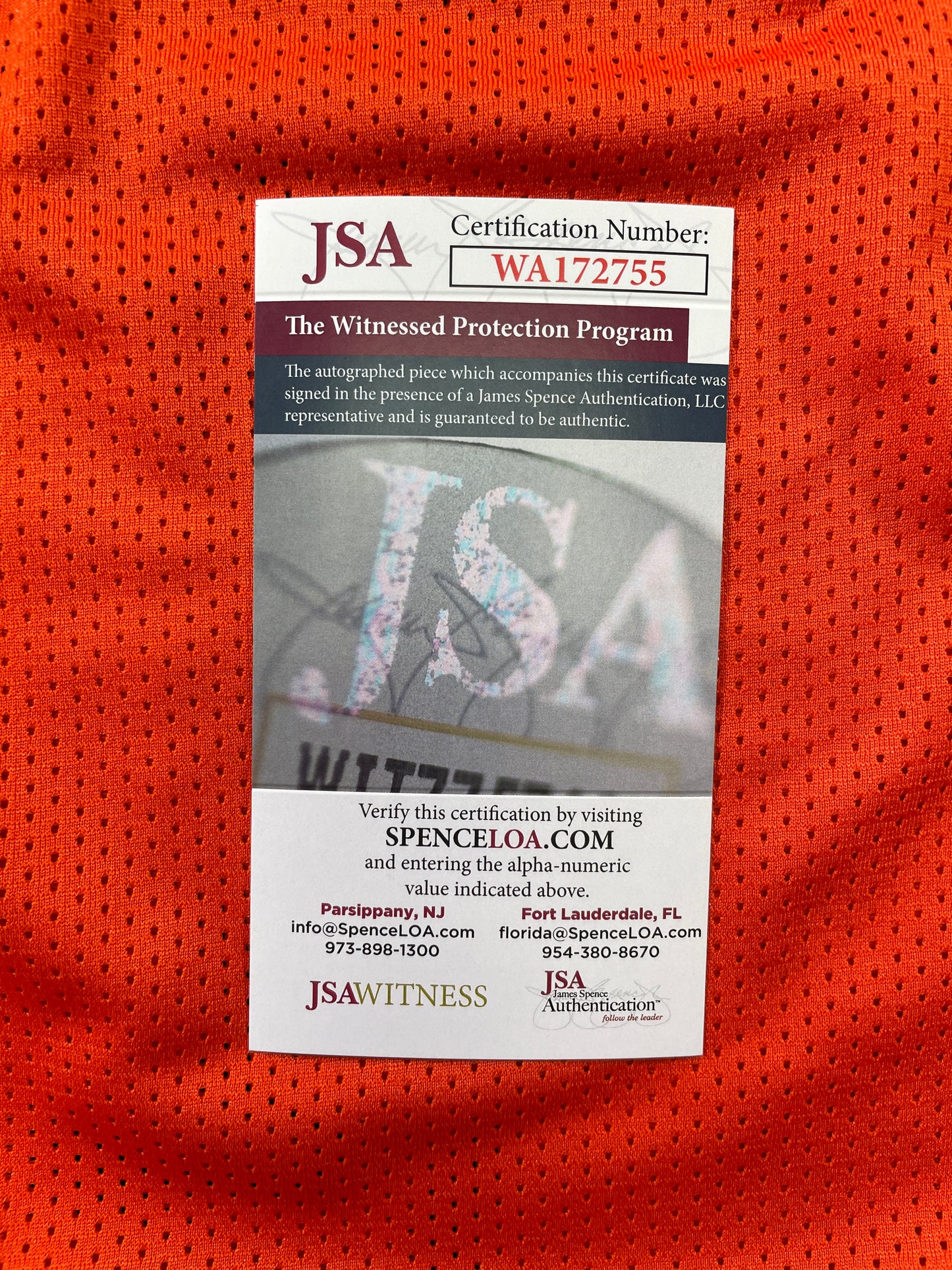 RICKY WILLIAMS ORANGE MAIMI DOLPHINS 420 SIGNED JERSEY JSA