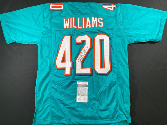 RICKY WILLIAMS TEAL MIAMI DOLPHINS 420 SIGNED JERSEY JSA