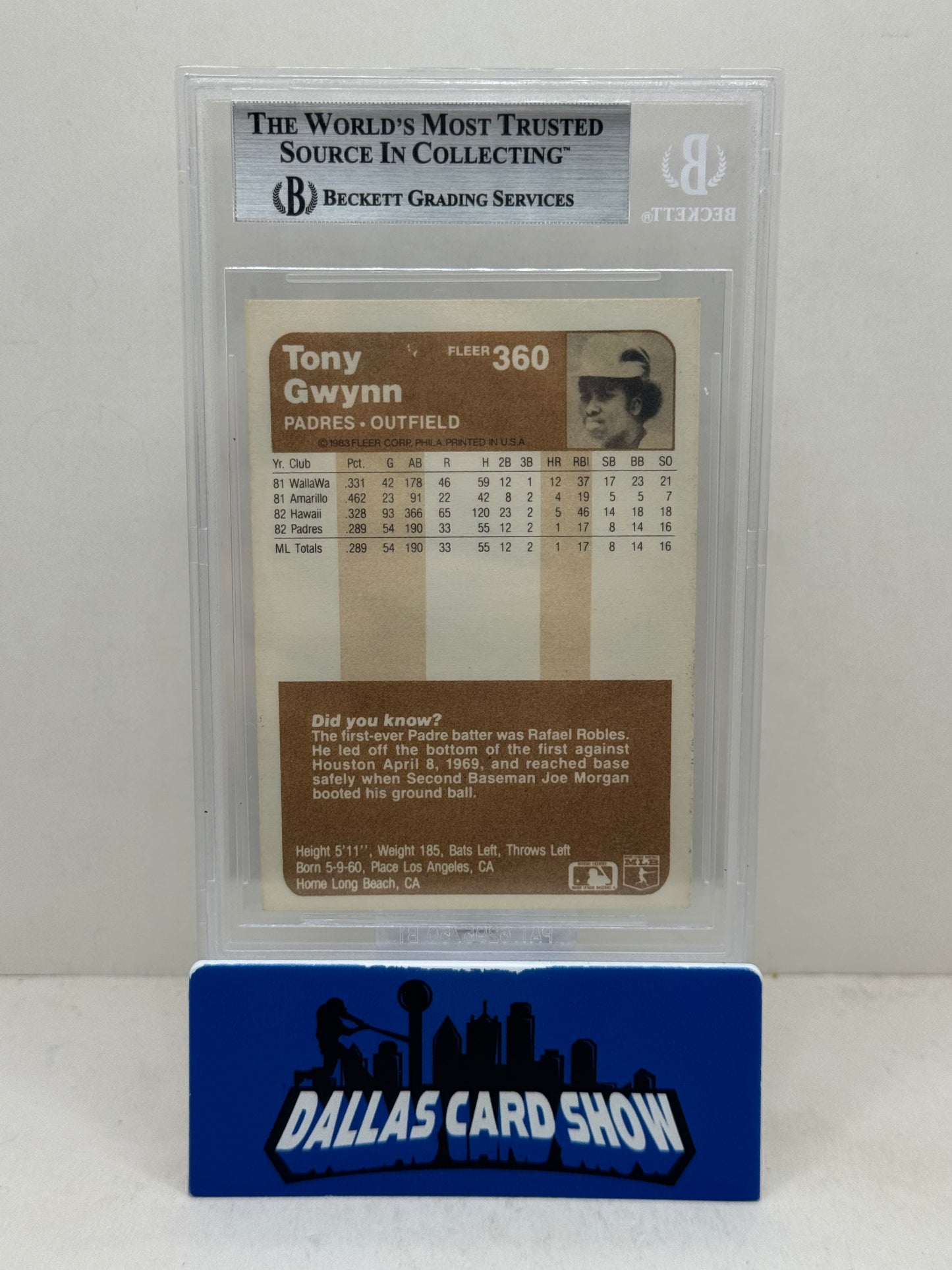 1983 Fleer #360 Tony Gwynn Rookie RC BGS Authentic