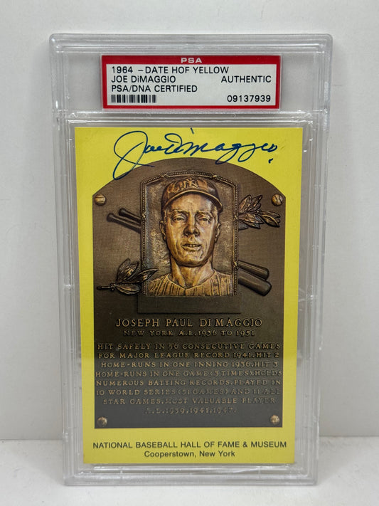 1964 MLB HOF Plaque Signed by Joe DiMaggio PSA Authentic