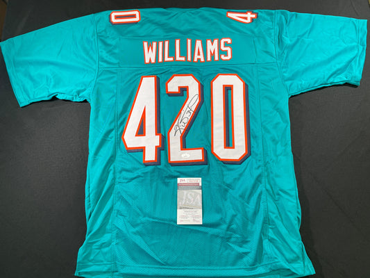 RICKY WILLIAMS TEAL MIAMI DOLPHINS 420 SIGNED JERSEY JSA
