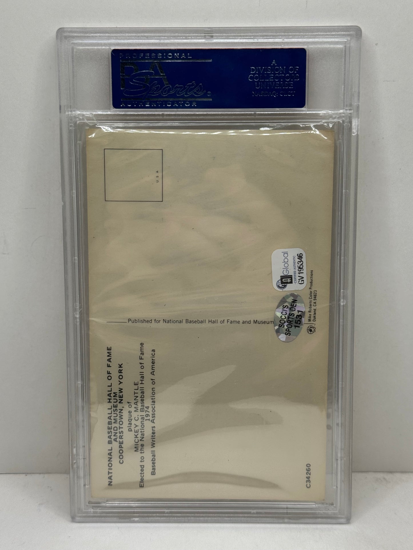 1964 MLB HOF Plaque Signed by Mickey Mantle PSA 4