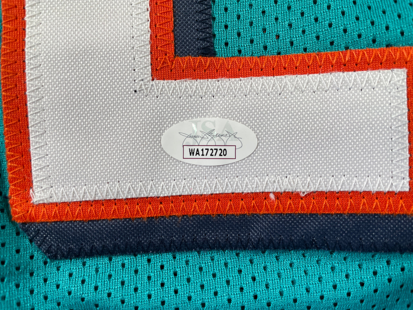 RICKY WILLIAMS TEAL MIAMI DOLPHINS 420 SIGNED JERSEY JSA