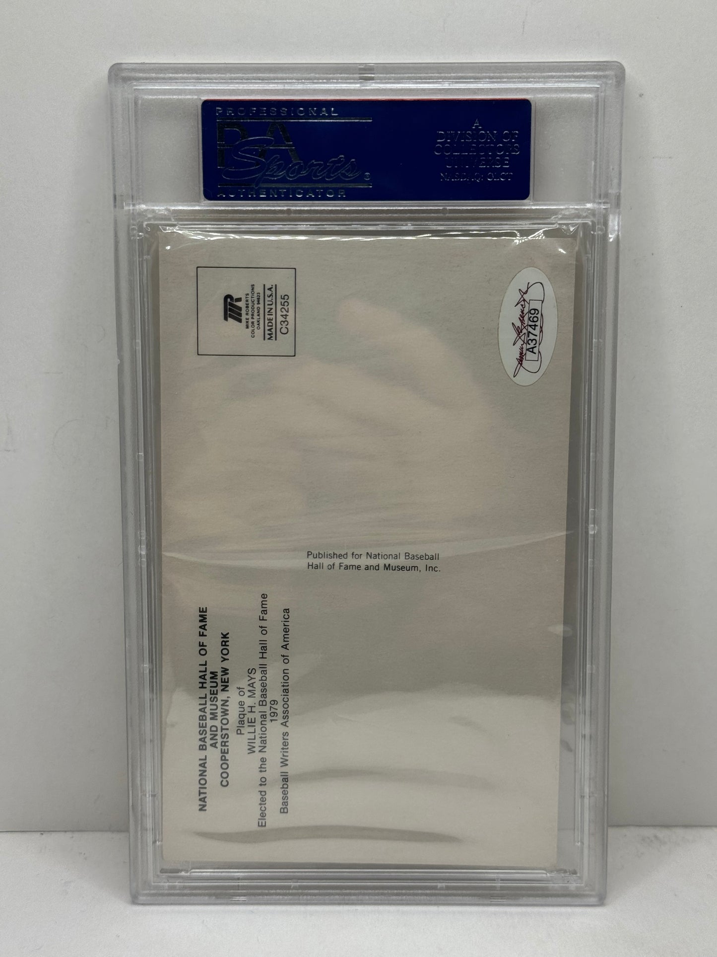 1964 MLB HOF Plaque Signed by Willie Mays PSA 6