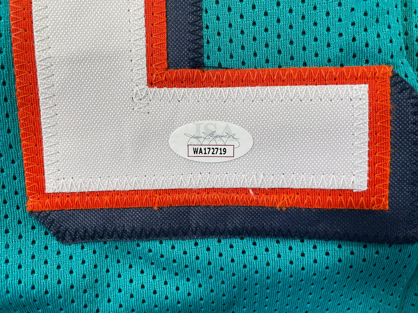 RICKY WILLIAMS TEAL MIAMI DOLPHINS 420 SIGNED JERSEY JSA