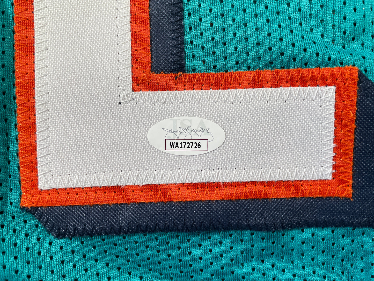 RICKY WILLIAMS TEAL MIAMI DOLPHINS 420 SIGNED JERSEY JSA