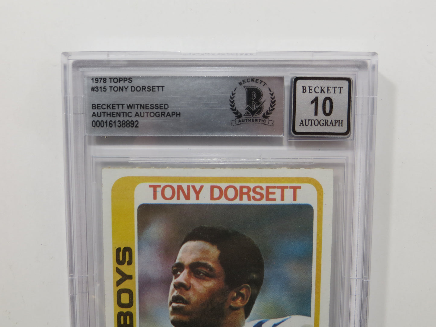 TONY DORSETT SIGNED 1978 Topps #315 ROOKIE CARD BGS Auto 10 Slab DALLAS COWBOYS