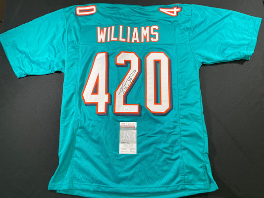 RICKY WILLIAMS TEAL MIAMI DOLPHINS 420 SIGNED JERSEY JSA