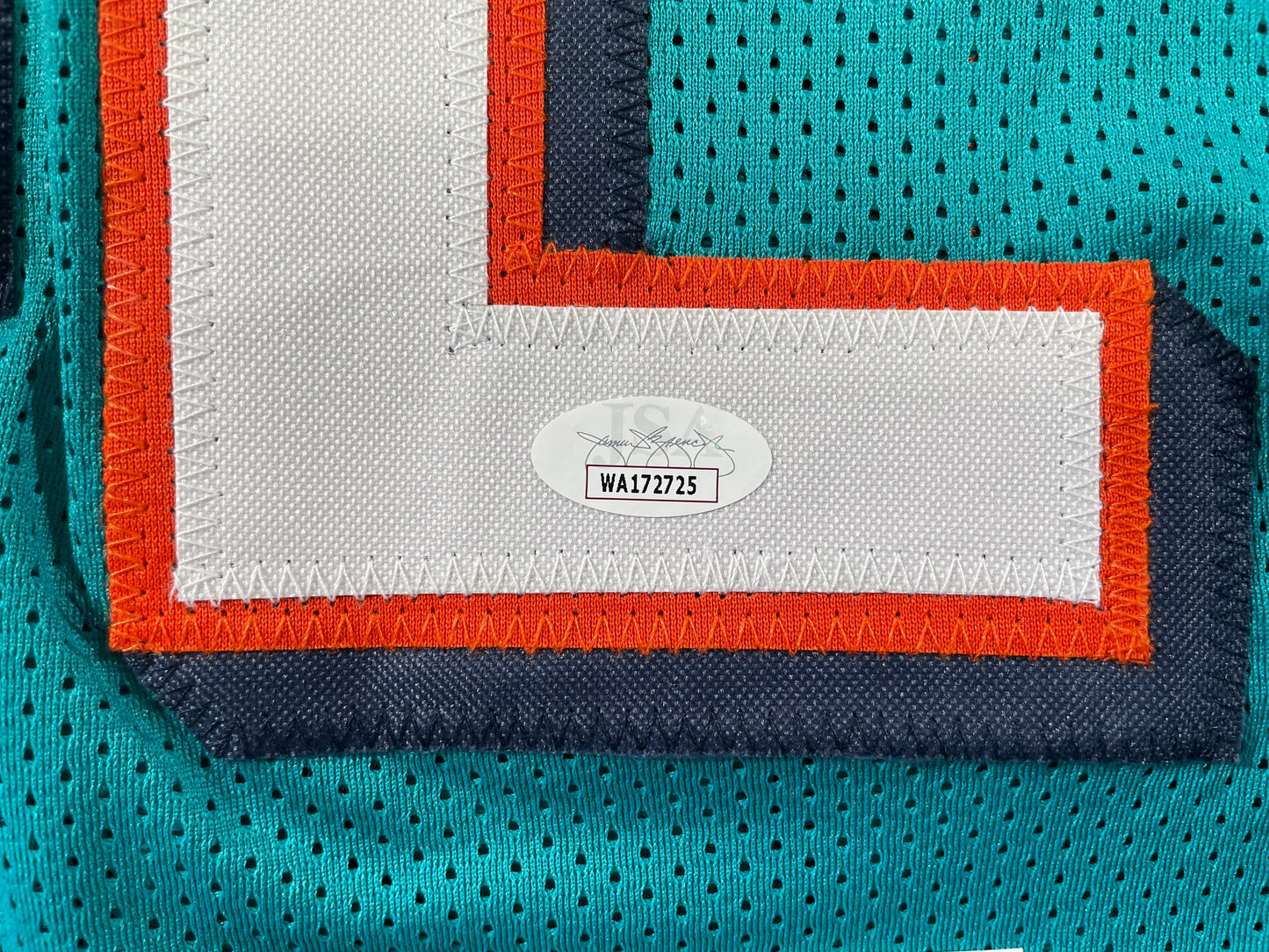 RICKY WILLIAMS TEAL MIAMI DOLPHINS 420 SIGNED JERSEY JSA