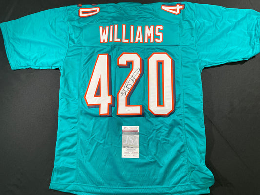 RICKY WILLIAMS TEAL MIAMI DOLPHINS 420 SIGNED JERSEY JSA