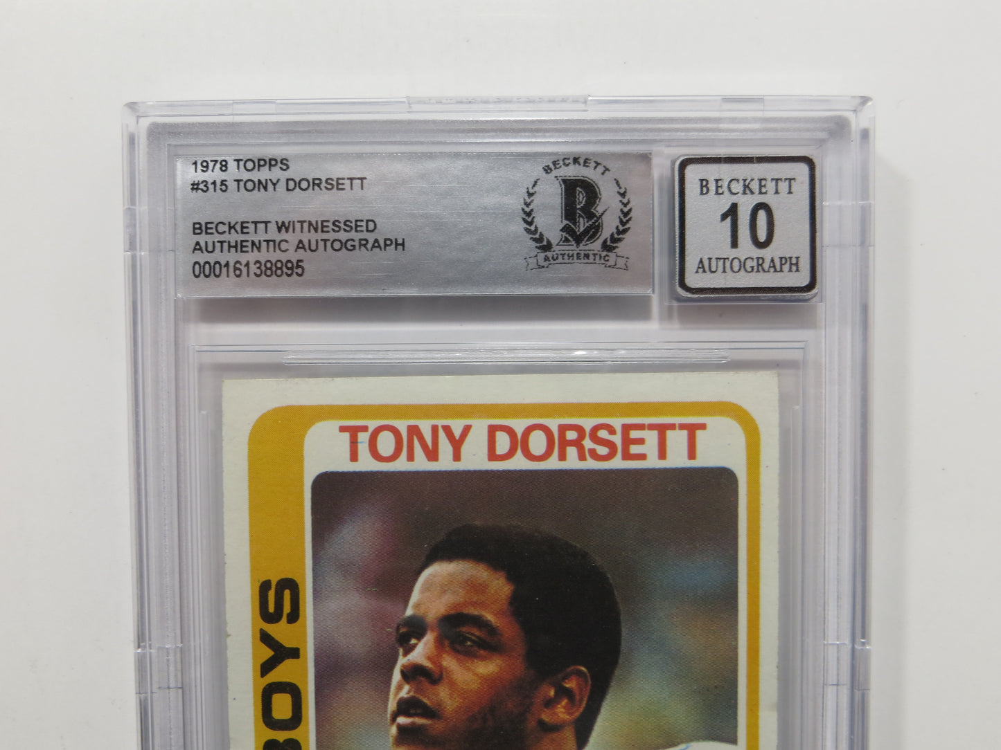 TONY DORSETT SIGNED 1978 Topps #315 ROOKIE CARD BGS Auto 10 Slab DALLAS COWBOYS