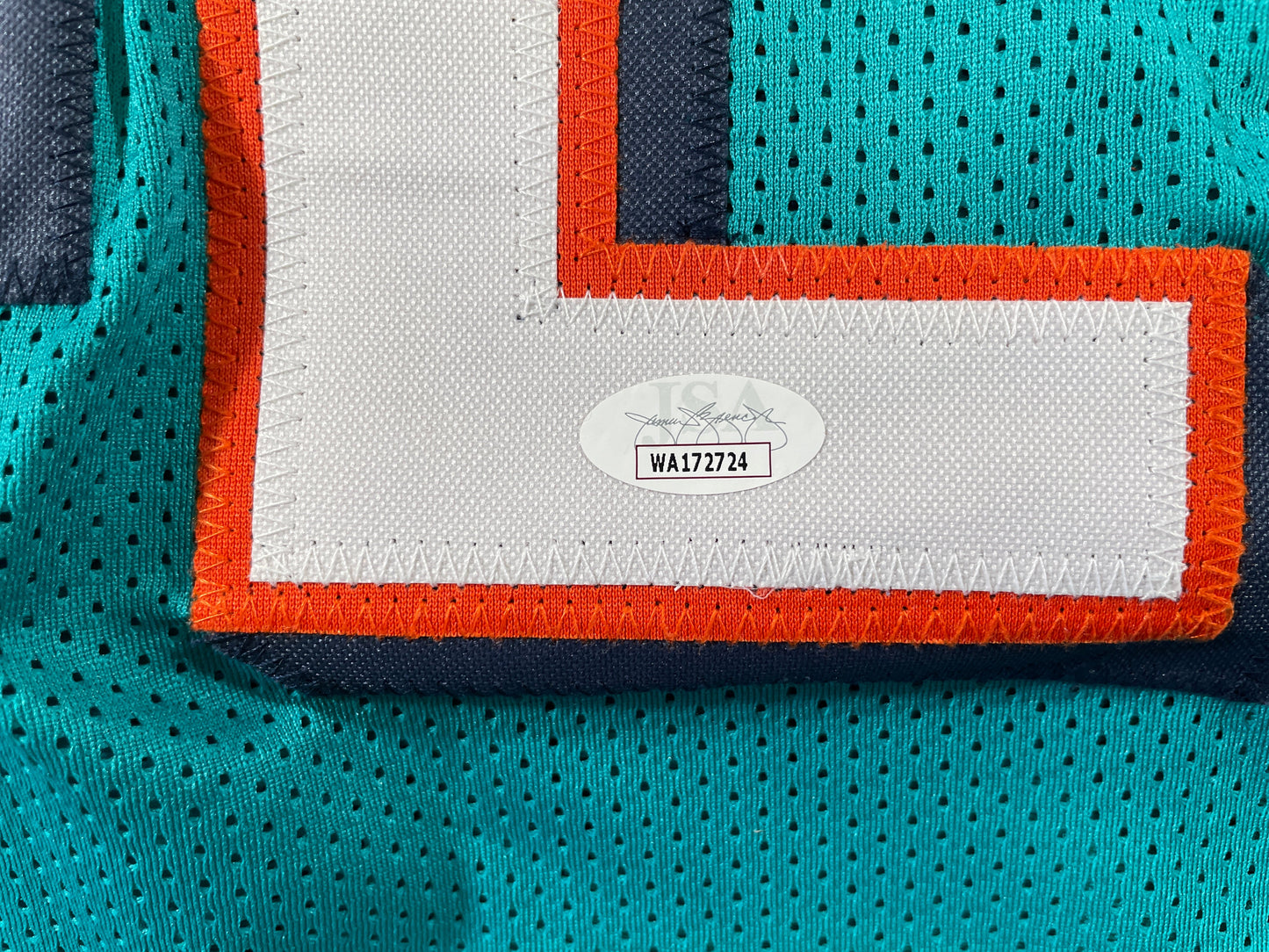 RICKY WILLIAMS TEAL MIAMI DOLPHINS 420 SIGNED JERSEY JSA