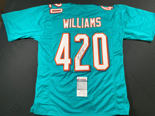 RICKY WILLIAMS TEAL MIAMI DOLPHINS 420 SIGNED JERSEY JSA