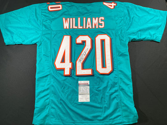 RICKY WILLIAMS TEAL MIAMI DOLPHINS 420 SIGNED JERSEY JSA