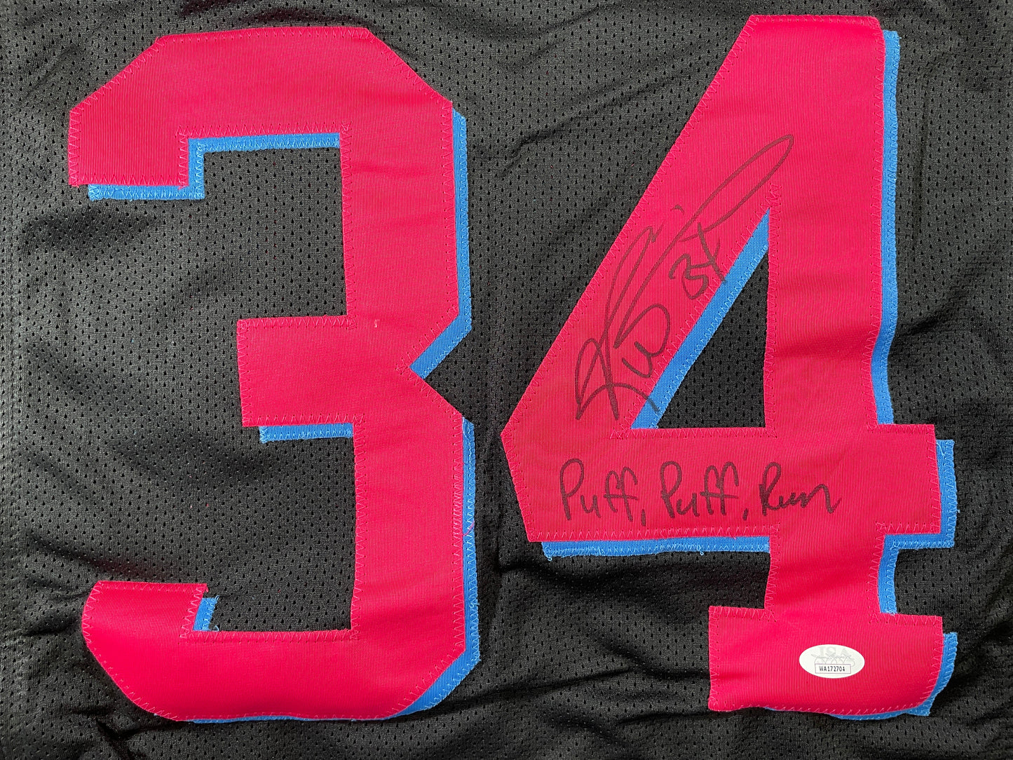 RICKY WILLIAMS VICE MIAMI DOLPHINS SIGNED JERSEY w/"Puff,Puff,Run" JSA