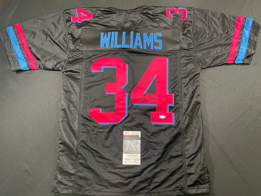 RICKY WILLIAMS VICE MIAMI DOLPHINS SIGNED JERSEY w/"Split Blunts Not Carries" JSA