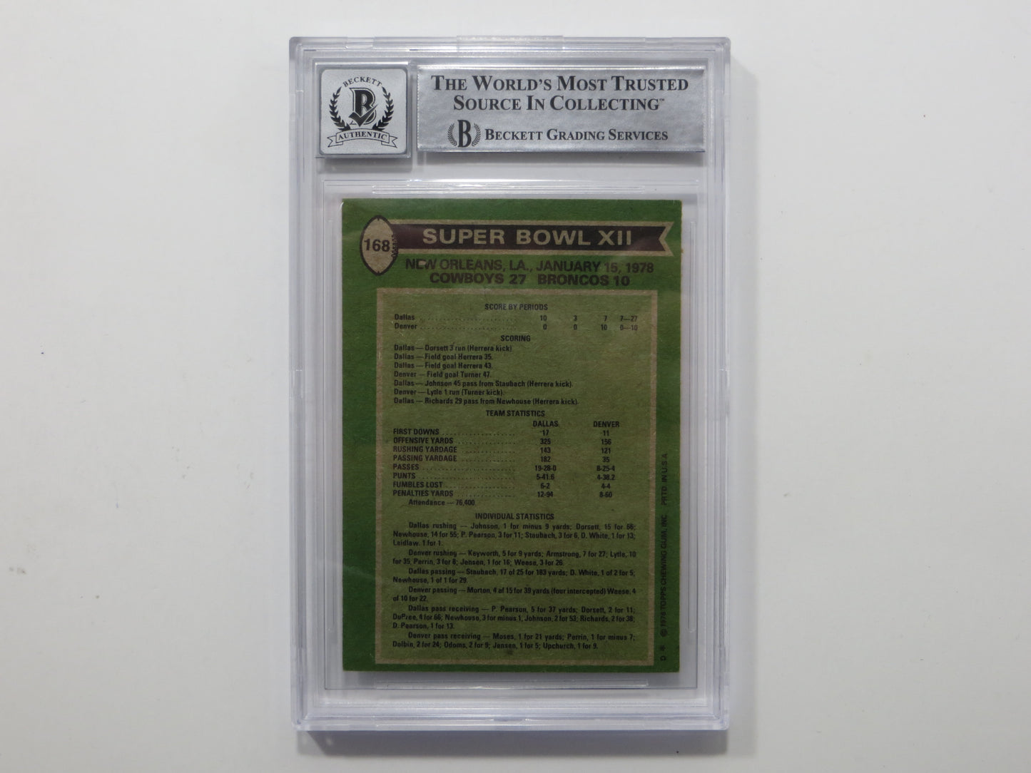 TONY DORSETT SIGNED 1978 Topps #168 ROOKIE YEAR BGS Slab COWBOYS Auto 10