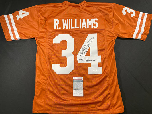 RICKY WILLIAMS TEXAS LONGHORNS SIGNED JERSEY w/"1998 Heisman" JSA