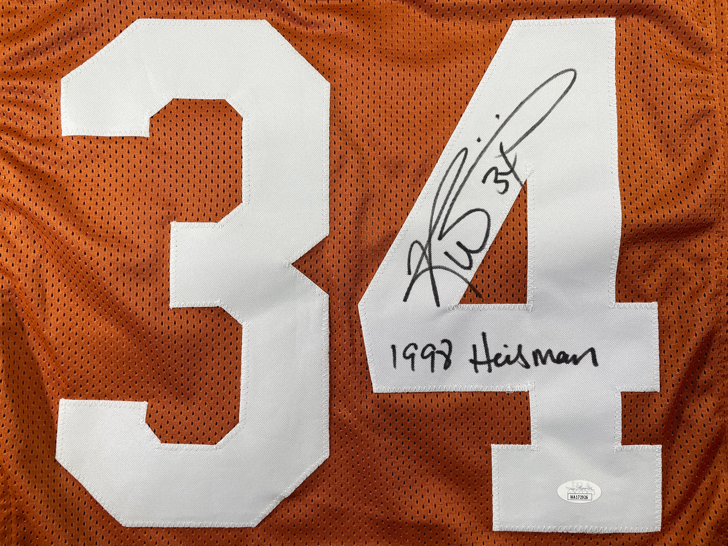 RICKY WILLIAMS TEXAS LONGHORNS SIGNED JERSEY w/"1998 Heisman" JSA