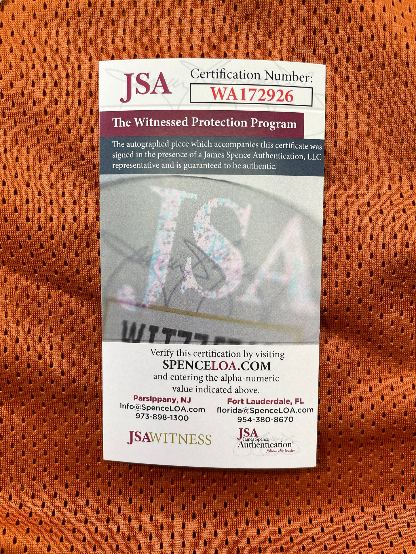 RICKY WILLIAMS TEXAS LONGHORNS SIGNED JERSEY w/"1998 Heisman" JSA