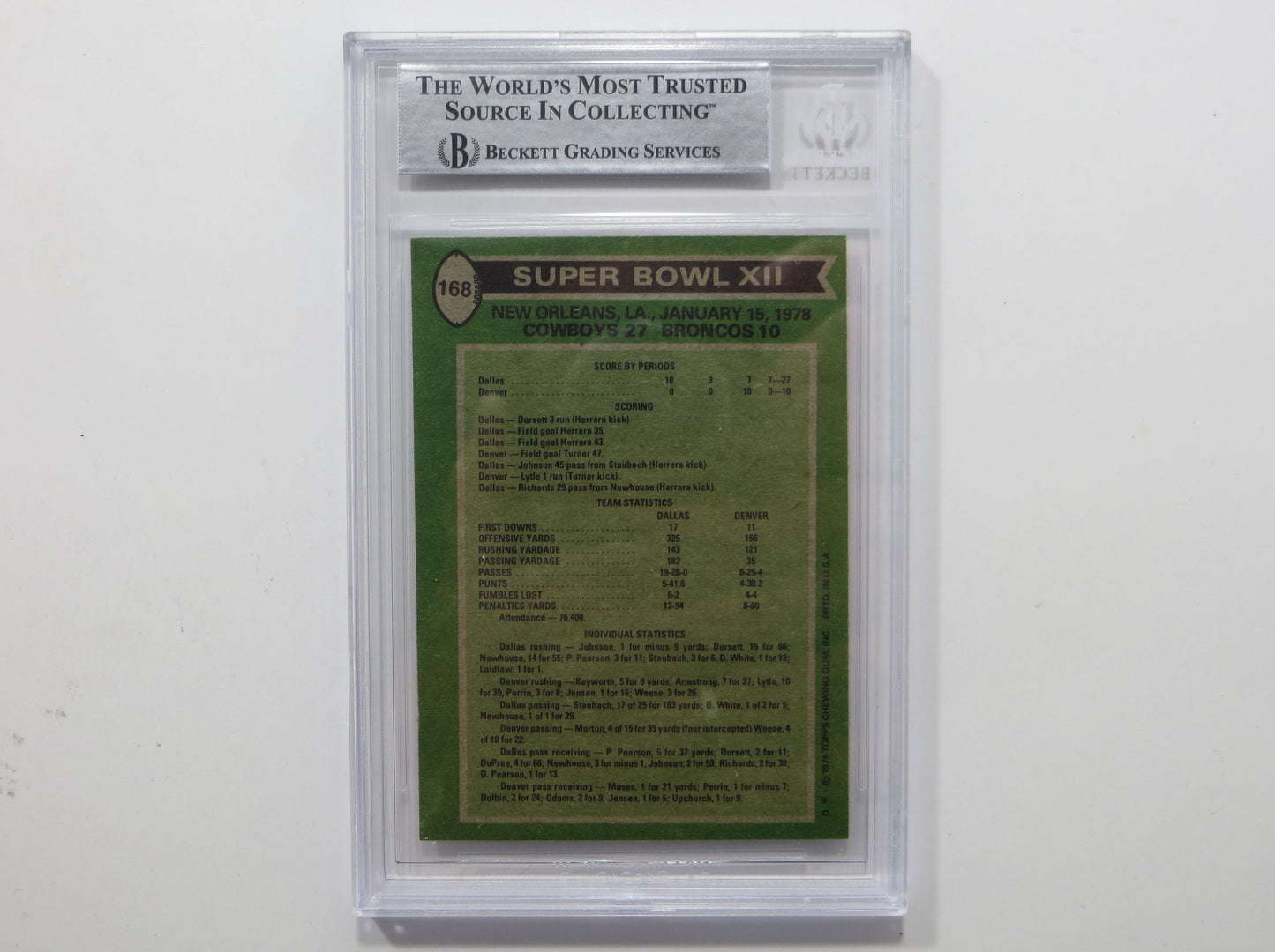 TONY DORSETT SIGNED 1978 Topps #168 ROOKIE YEAR BGS Slab COWBOYS Auto 10