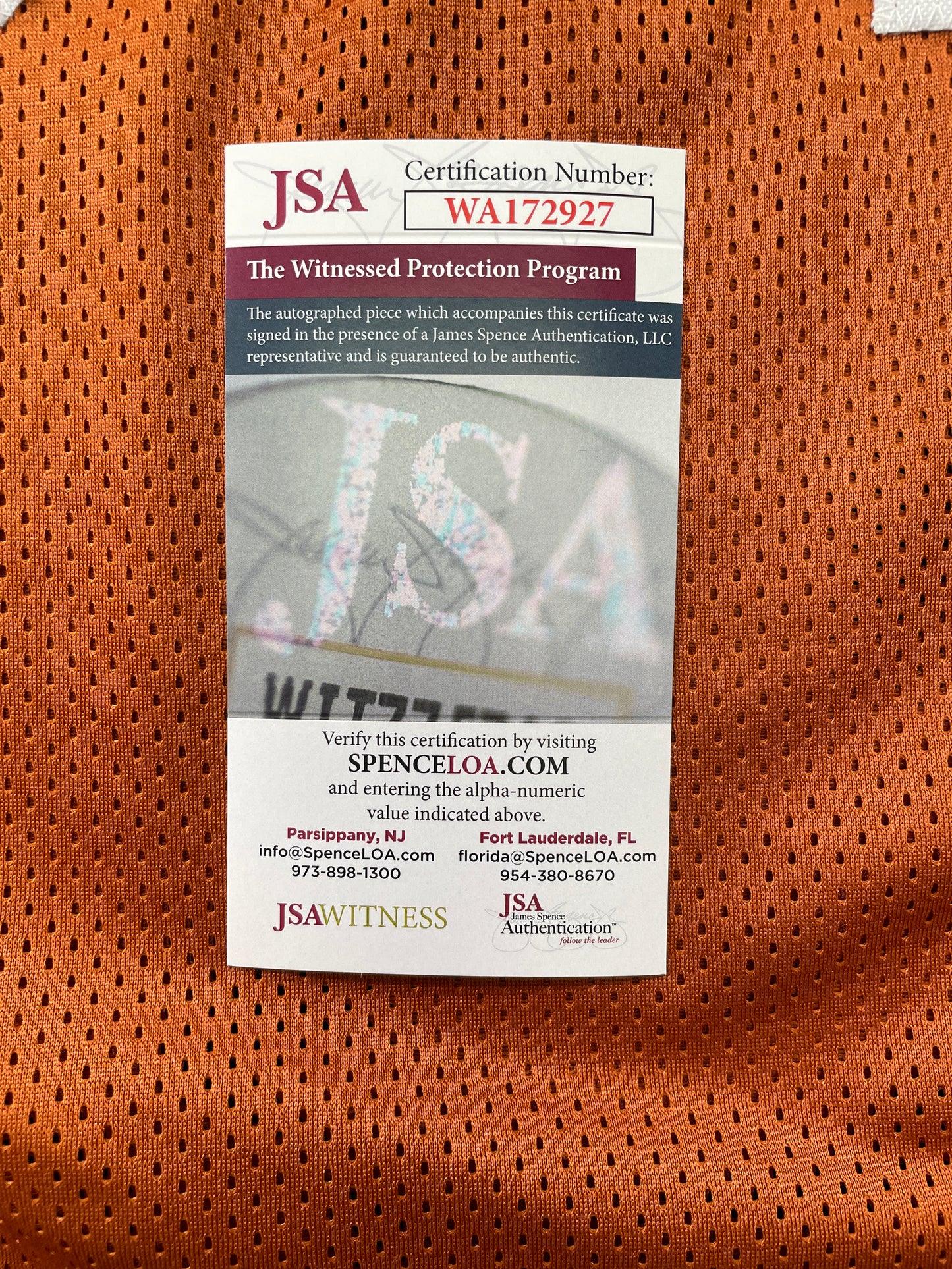 RICKY WILLIAMS TEXAS LONGHORNS SIGNED JERSEY w/"1988 Heisman" JSA