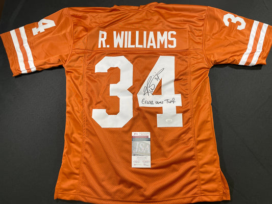 RICKY WILLIAMS TEXAS LONGHORNS SIGNED JERSEY w/"Grass over Turf" JSA