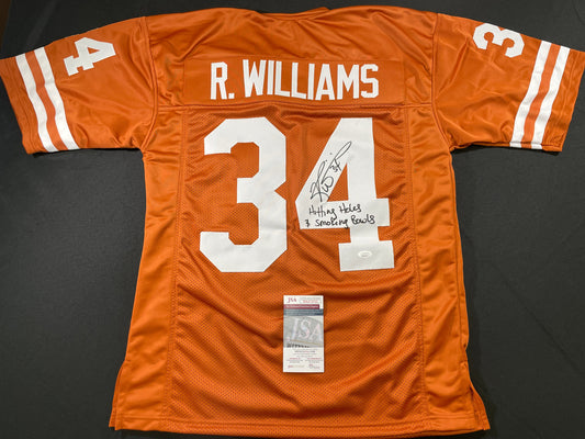 RICKY WILLIAMS TEXAS LONGHORNS SIGNED JERSEY w/"Hitting Holes & Smoking Bowls " JSA