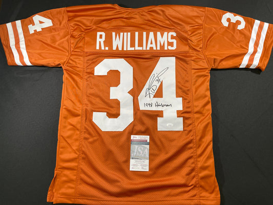RICKY WILLIAMS TEXAS LONGHORNS SIGNED JERSEY w/"1998 Heisman" JSA