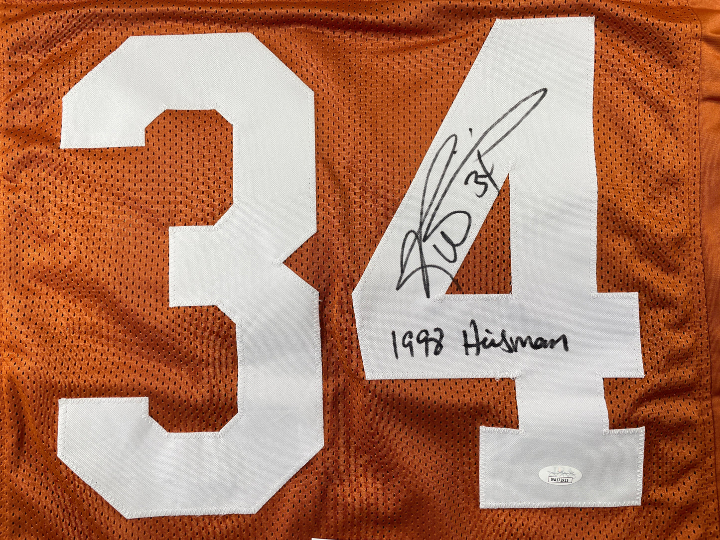 RICKY WILLIAMS TEXAS LONGHORNS SIGNED JERSEY w/"1998 Heisman" JSA