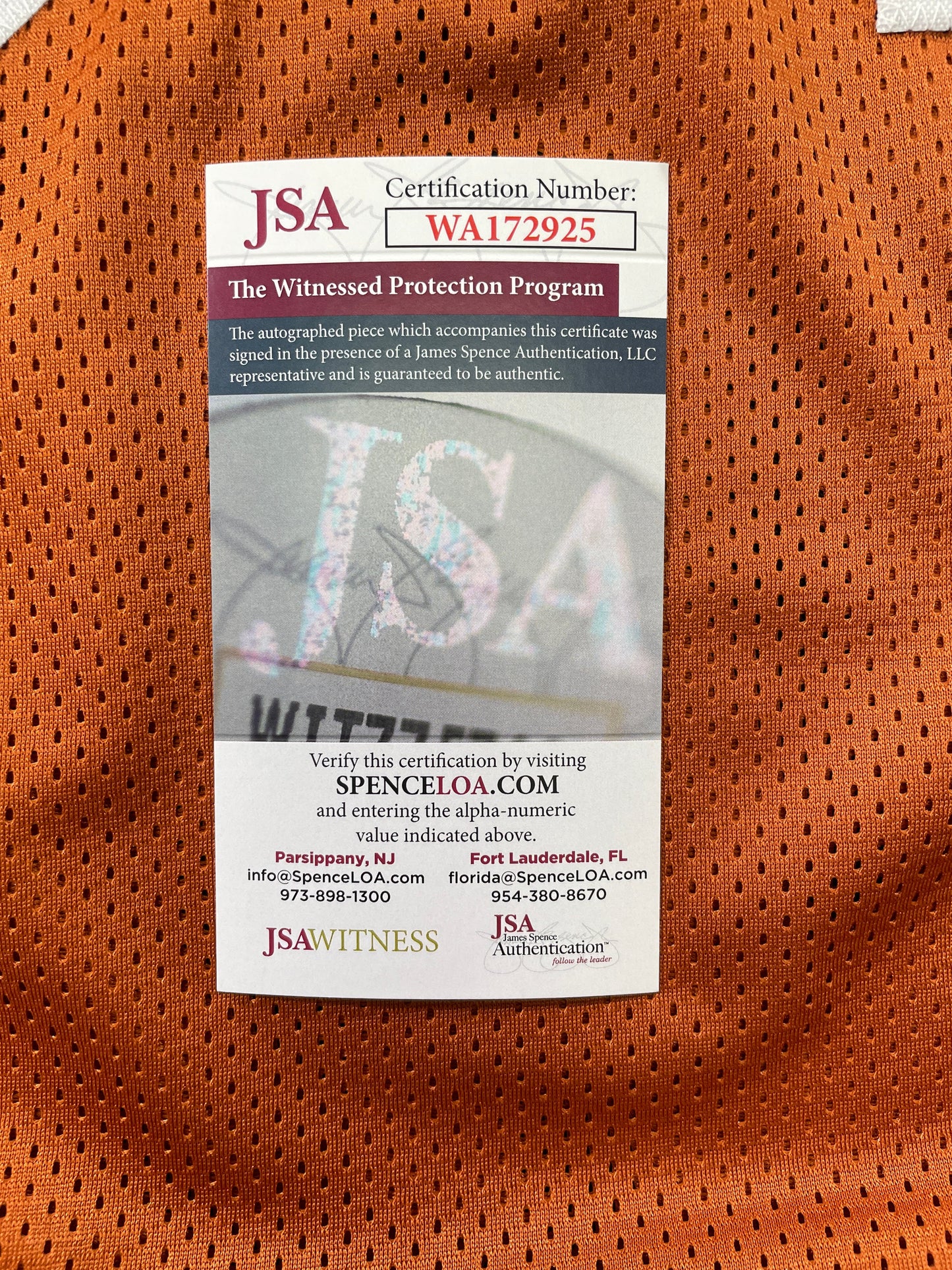 RICKY WILLIAMS TEXAS LONGHORNS SIGNED JERSEY w/"1998 Heisman" JSA