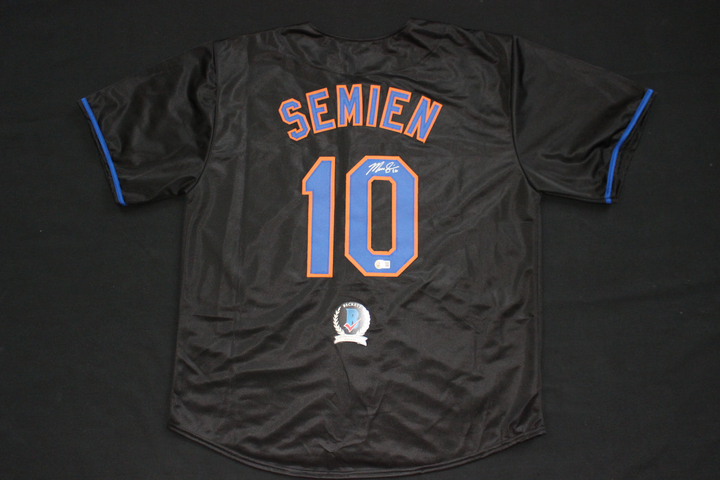 MARCUS SEMIEN NEW YORK NY METS SIGNED ALT BLACK JERSEY BAS COA