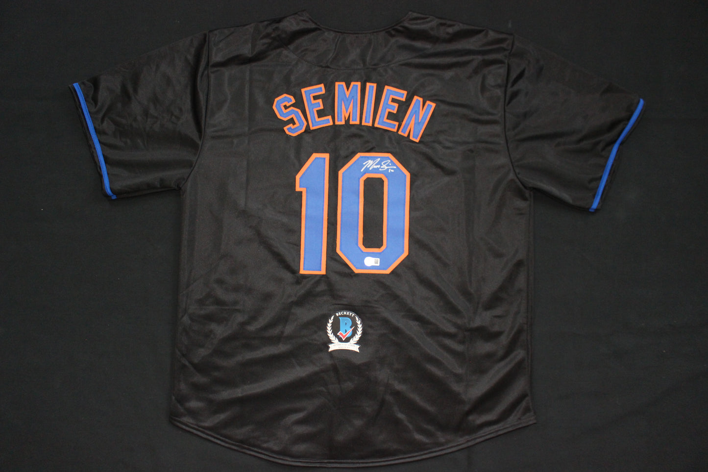 MARCUS SEMIEN NEW YORK NY METS SIGNED ALT BLACK JERSEY BAS COA